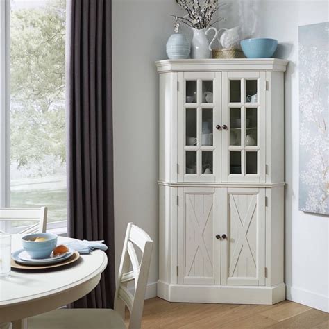 Seaside Lodge Corner Cabinet White - Home Styles: Storage, Glass Door Display | White corner ...