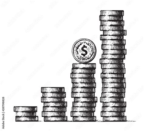 Stacks of coins with dollar sign coin on the top. Concept of economic growth, business success ...