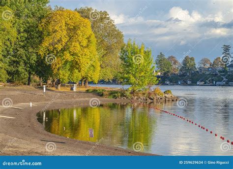 Signs of Fall Weather in a Public Park Fairview Oregon Stock Photo ...