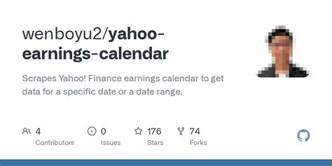 GitHub - wenboyu2/yahoo-earnings-calendar: Scrapes Yahoo! Finance ...