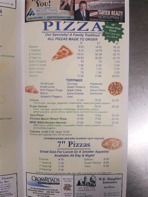 Menu at Our Pizza House pizzeria, Winchester