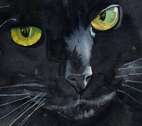 Black Cat Art Painting PRINT Watercolor Rachel Parker Large - Etsy