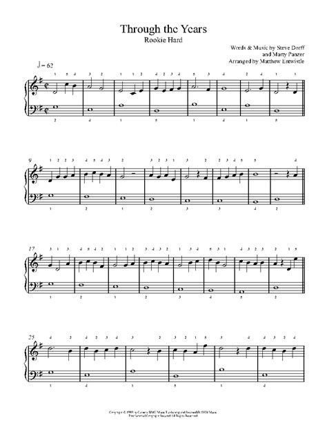 Through The Years by Kenny Rogers Sheet Music & Lesson | Rookie Level