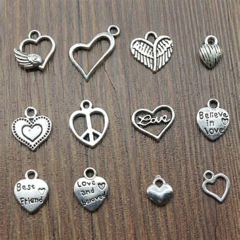 50pcs/lot Small Heart Charms Pendant Antique Silver Color Tiny Heart Charm Pendants Jewelry Diy ...