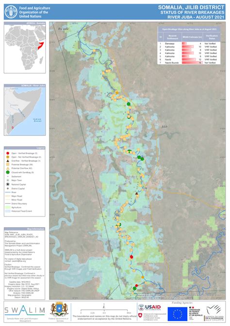 Somalia, Jilib District : Status of River Breakages - River Juba - August 2021 - Somalia | ReliefWeb