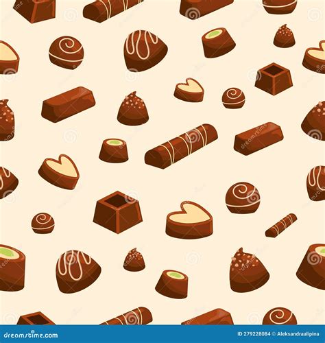 Pattern with Chocolate Candies of Different Shapes. Stock Vector ...