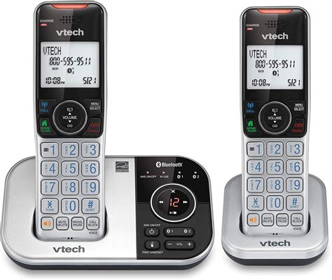 VTECH VS112-2 DECT 6.0 Bluetooth 2 Handset Cordless Phone for Home with Answering Machine, Call ...