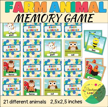 Farm animal memory game. by Unstoppable Learning | TpT