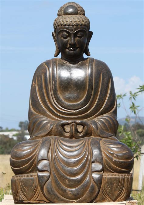 Stone Meditating Japanese Buddha Statue 43" (#96ls330): Hindu Gods ...