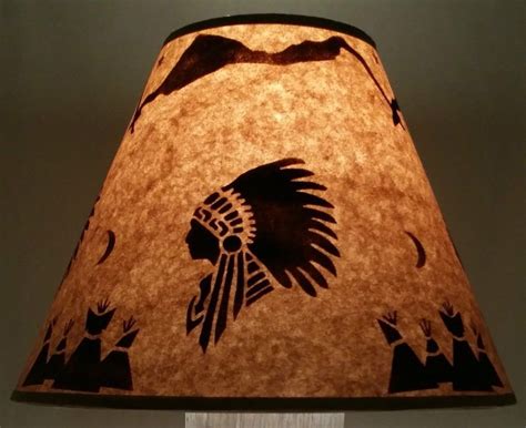 *BIG CHIEF LAMP SHADE! WESTERN RUSTIC LOG CABIN NATIVE AMERICAN TIPI LODGE | Lamp shade, Western ...