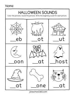 Free Halloween Theme activities for preschool homeschool kids