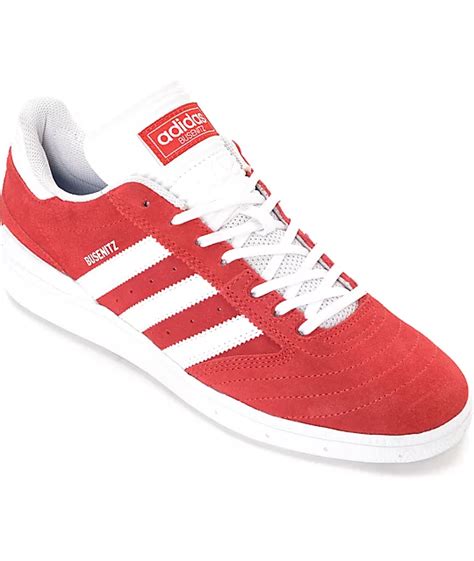 adidas Busenitz Red & White Suede Shoes