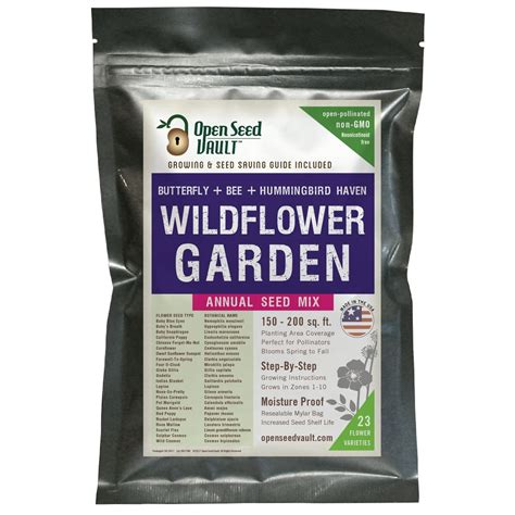 Wildflower Seeds Bulk Annual Seed Mix plus Full Growing Guide by Open Seed Vault - Walmart.com ...