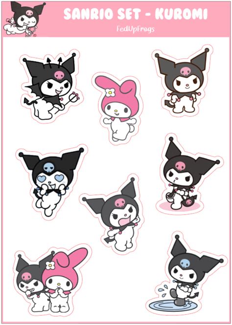 Kuromi and My Melody Sanrio Characters - Cute White Bunny - Sticker ...