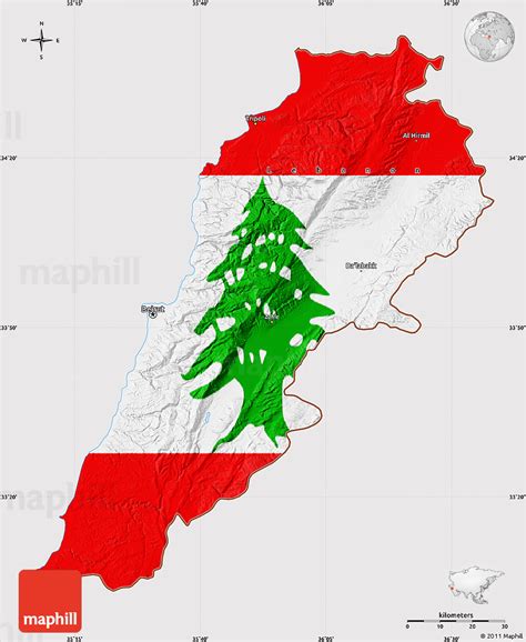 Flag Map of Lebanon