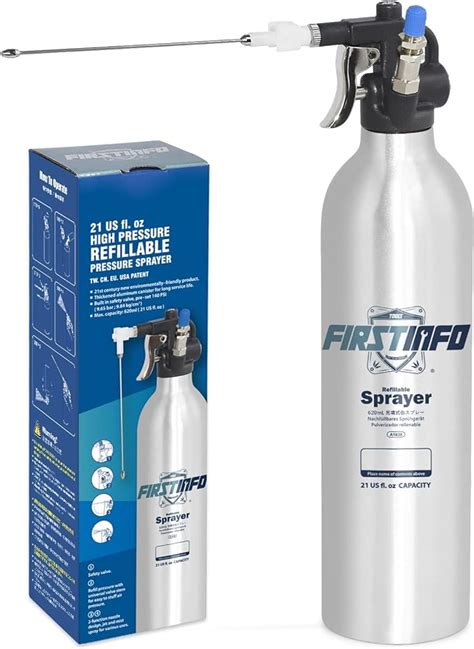 FIRSTINFO A1638 Patented 620c.c. (21 US fl. oz) Thickened Aluminum Canister Aerosol Refillable ...