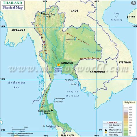 Physical Map of Thailand | Mapa paises, Mapas, Paises