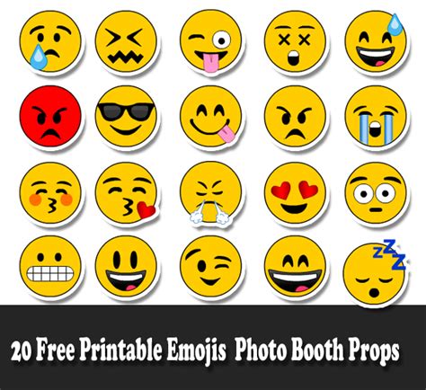 20 Free Printable Emojis Photo Booth Props