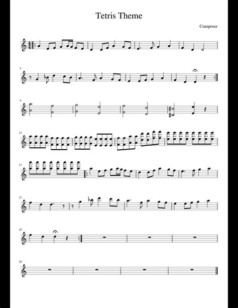 Tetris sheet music for Piano download free in PDF or MIDI