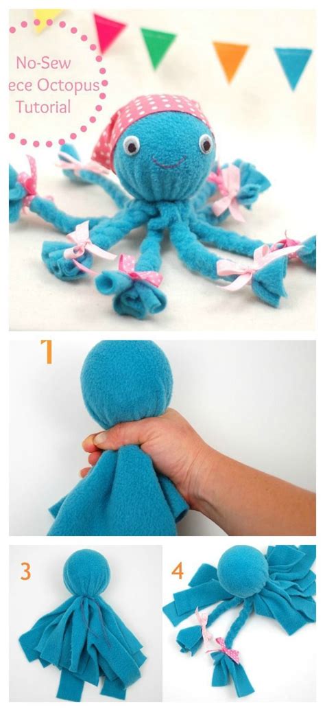 This DIY No-Sew Fleece Octopus Craft is so cute! I think girl will love it. | Manualidades ...