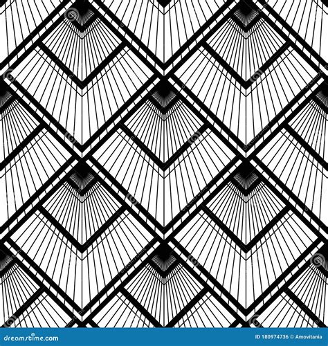 Art Deco Pattern. Vector Black White Background Stock Vector - Illustration of diagonal, design ...