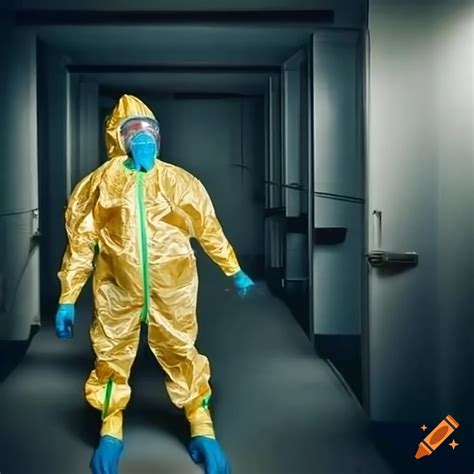 Image of a person in a hazmat suit inside a lab on Craiyon