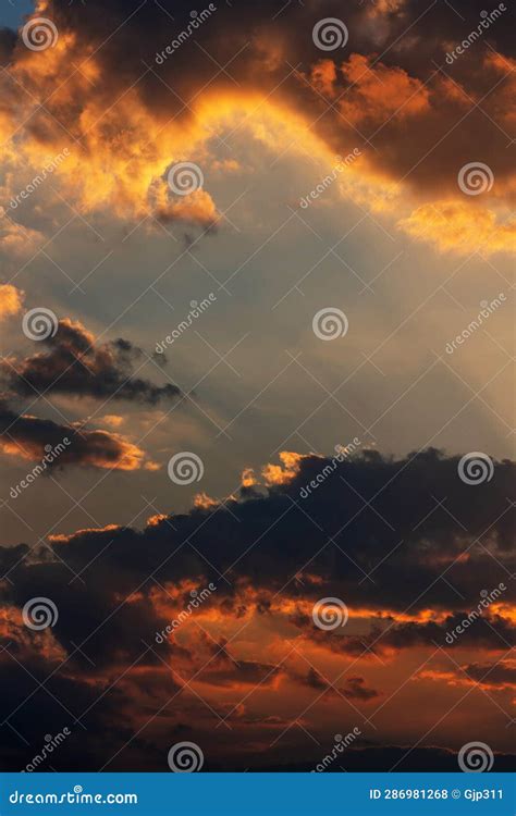 Fiery orange sunset sky stock photo. Image of vibrant - 286981268