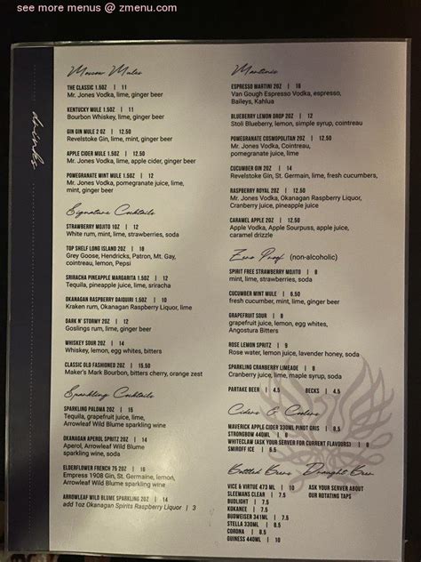 Menu at Phoenix Steakhouse, Vernon