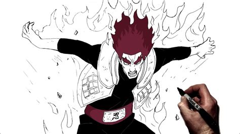 How To Draw Might Guy Eight Gates | Step By Step | Naruto - YouTube