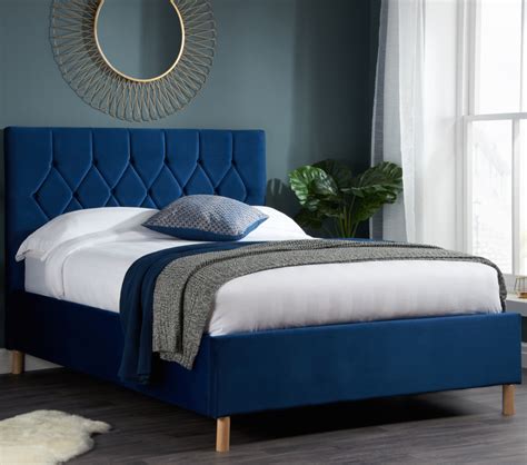 Loxley Blue Velvet Bed Frame - 4ft6 Double