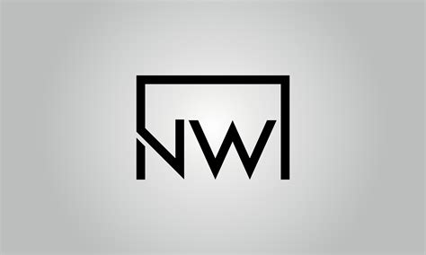 Letter NW logo design. NW logo with square shape in black colors vector ...