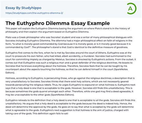 The Euthyphro Dilemma Essay Example | StudyHippo.com