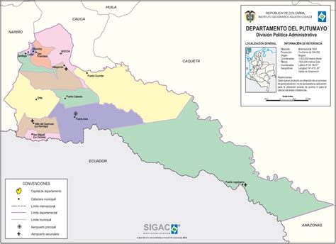 Mapa para imprimir de Putumayo Mapa político de Putumayo (Colombia). IGAC - Mapas Interactivos ...