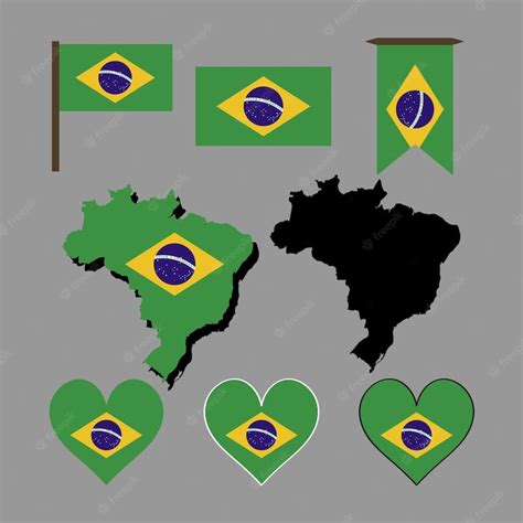 Premium Vector | Brazil map and flag of brazil vector illustration