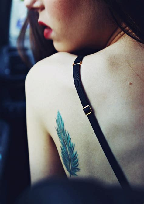 Shoulder-blade Feather Tattoo