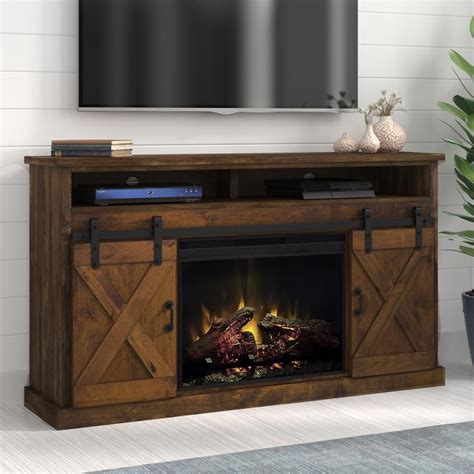 Farmhouse TV Stand with Electric Fireplace | Etsy | Electric fireplace ...