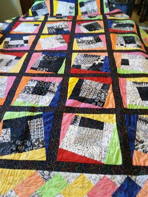 Rainbow colored/Black&White Squares Rectangles and Triangles | Etsy | Handmade quilts, Black and ...