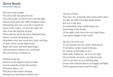 "Dover Beach" by Matthew Arnold | Lovely quote, Dover beach, Words