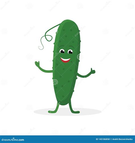 Cucumber Cartoon Character Isolated on White Background. Healthy Food Funny Mascot Vector ...