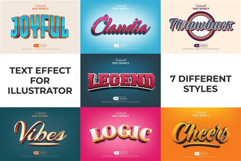 3D Text Effect Style Set For Illustrator 2 - Design Cuts