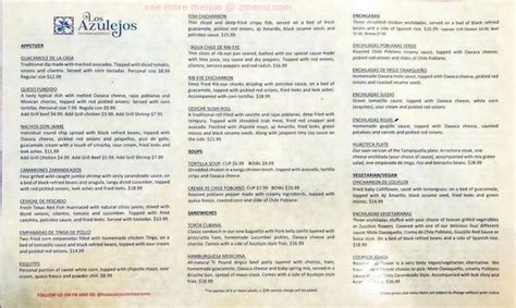 Online Menu of Los Azulejos Restaurant Restaurant, San Antonio, Texas, 78213 - Zmenu