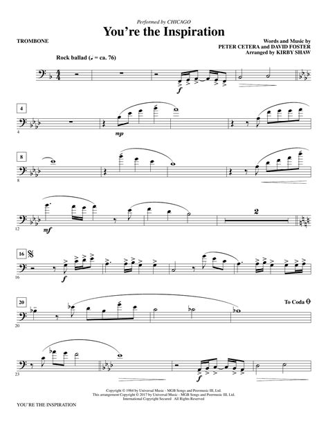 You're the Inspiration - Trombone Sheet Music | Kirby Shaw | Choir Instrumental Pak