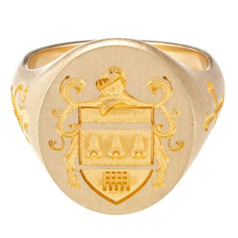 Mens Gold Family Crest Signet Ring. Design Your Own Custom Made Jewelry