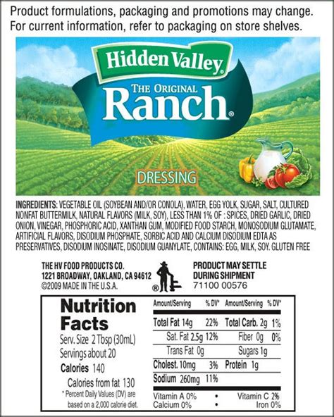 30 Hidden Valley Ranch Packet Nutrition Label - Labels Design Ideas 2020