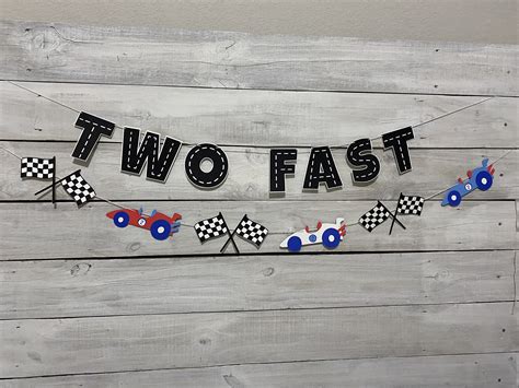 Two Fast Banner Second Birthday Banner Racecar Birthday - Etsy