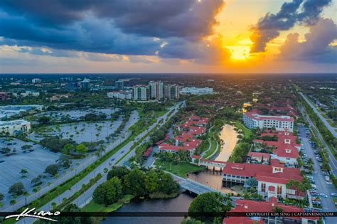 Palm Beach Gardens Sunset Aerial | Royal Stock Photo