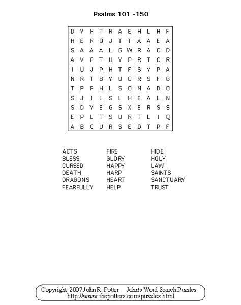 John's Word Search Puzzles: Kids: Psalms 101-150