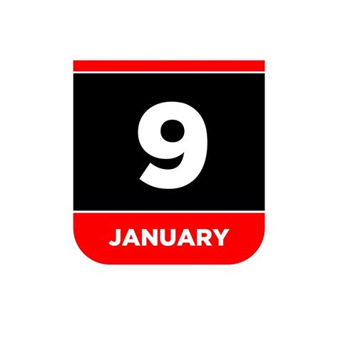 9 January vector calendar vector icon. 9 Jan card. 21927615 Vector Art ...