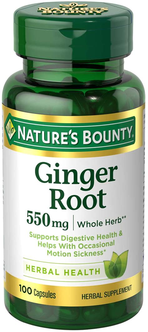 Nature's Bounty Ginger Root Capsules, 550 Mg, 100 Ct - Walmart.com