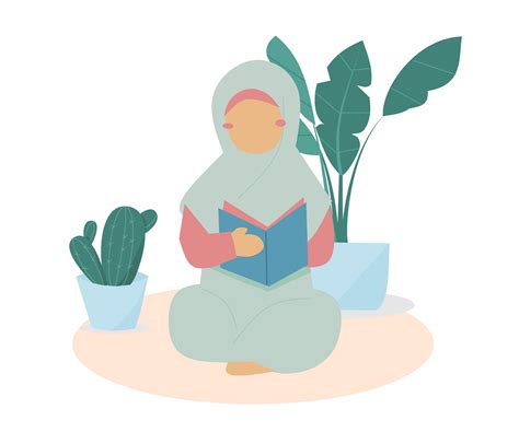 Faceless Muslim Girl Reading A Book 25263320 Vector Art at Vecteezy